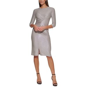 Abito tubino beige taglia grande da donna Tommy Hilfiger in maglia Fog Foil con vita arricciata - Colore naturale - Product Image 1