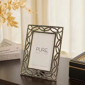 Golden Square Metal Photo <b>Frames</b>-Eco-Friendly & Customizable <b>for</b> Home Decor Bedroom <b>Living</b> <b>Room</b> & Gifting - Product Image 5