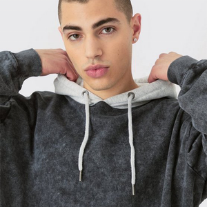 Sudadera con capucha Black Acid Wash Cuello redondo Logotipo personalizado Diseñado Ropa de invierno para hombres y mujeres Material de poliéster/algodón antiarrugas - Product Image 3