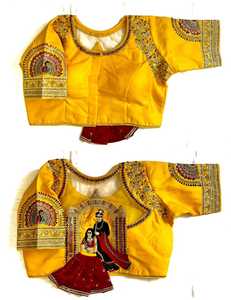 La blusa de seda brillante pesada de material moderno lista para la blusa tiene un patrón abierto y un hermoso nudo SHAADI - Product Image 5