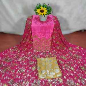 2026 Authentic Latest Trendy Somalian Jacquard Sequin Dirac Vibrant Pink <b>Purple</b> Stone Beaded Floral Design <b>Dress</b> Girls Wedding - Product Image 6