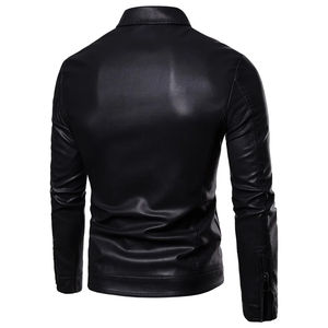 Veste en cuir d'hiver épaisse personnalisée avec fourrure longue fermeture à glissière et tissu de toile de support de bombe - Product Image 2