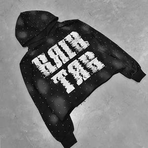 Oversized <b>Acid</b> <b>Washed</b> Boxy Streetwear French Terry Sun Faded Hoodie for Men 100% Cotton Custom Manufacturer Rhinestone Cropped - Product Image 5