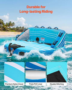 Bouée gonflable tractable pour sports nautiques, bateau pour 3 personnes, housse en nylon résistante, poignées de sécurité - Product Image 4