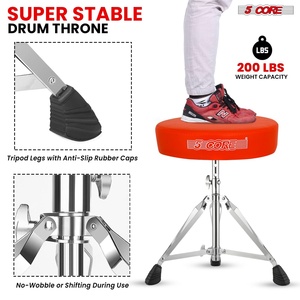 5Core Drum Throne Adjustable Guitar Stool Padded Seat + Drum <b>Practice</b> <b>Pad</b> Snare Drumming Stand - Product Image 6