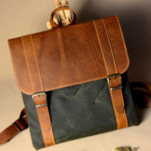 Sac à dos d'école de voyage en cuir et toile de luxe léger et de grande capacité avec design personnalisable LCBP-0133 - Product Image 1