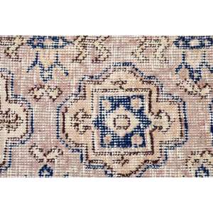 Alfombra vintage de 5.8x9.4 pies, alfombra turca grande, alfombra de lana con motivos de plantas y árboles azules - Product Image 5