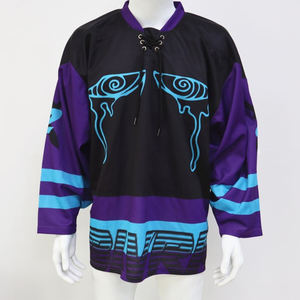 ชุดเสื้อเจอร์ซี่ฮ็อกกี้น้ำแข็งแบบระเหิดชุดเสื้อทีมโลโก้และสีสดใสสำหรับทีม - Product Image 6