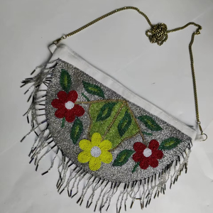 Handmade Designer Embroidery Satin Envelope Clutch Imitation Pearl Vintage <b>Butterfly</b> Solid Complete Set Link Chain Charm Bag - Product Image 1