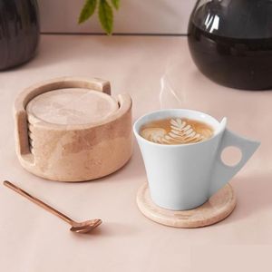 Durable & Eco-Friendly 3.5-Inch Diameter <b>Ceramic</b> Tea Cup <b>Coasters</b> Set of 6 with Holder from Indian Supplier - Product Image 2