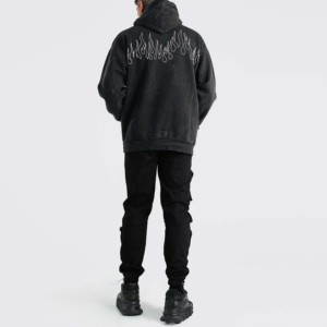 Sudadera con capucha de felpa francesa Vintage de alta calidad para hombre, 100% de algodón, traje de invierno bordado a la moda, sudadera desgastada con lavado ácido - Product Image 6