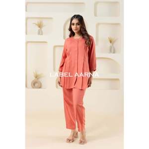 ชุดเสื้อผ้า2ชิ้นแบบลำลองทรงหลวมกางเกงมีปกกางเกงขาบานสำหรับฤดูใบไม้ร่วง - Product Image 6