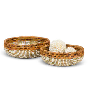 Rattan Serving <b>Bowl</b> Set in Natural Weave Perfect <b>for</b> Elegant Food Storage and <b>Dessert</b> Service Set of 3 Top Product - Product Image 6