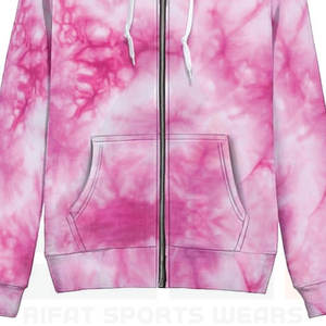 Sudadera con Capucha y Cremallera Delantera con Logotipo, Estilo Tie-Dye en Rosa Suave, Estética Pastel Minimalista, Ropa de Estar Holgada de Algodón Suave - Product Image 5
