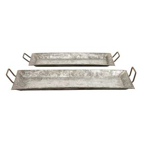 Bandeja de servicio de metal de acero rústico con estilo de granja simple y tamaño versátil, ideal para entretenimiento informal o exhibición - Product Image 1