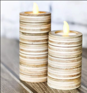 เชิงเทียนทำจากไม้แฮนด์เมดสำหรับวางตรงกลางโต๊ะในห้องนั่งเล่นตกแต่งด้วยเสน่ห์ของบ้านไร่แบบเรียบง่าย - Product Image 3