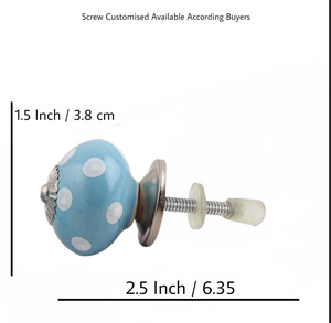 Poignées de tiroir et de placard en céramique de style industriel, à pois blancs et turquoise, pour cuisine, armoire, commode - Product Image 3