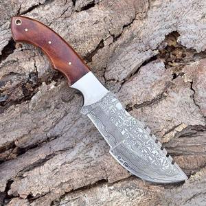 Juego de cuchillos para acampar con rastreador de acero de Damasco, cuchillo de cocina con mango de Micarta con Funda de cuero para picar hoja de Bambú - Product Image 5