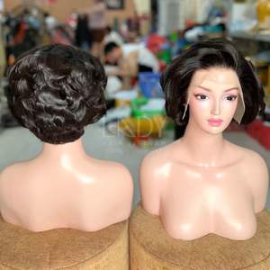 Oferta de verano caliente Pelucas frontales cortas de cabello humano vietnamita Textura ondulada Color natural para mujeres negras - Product Image 5