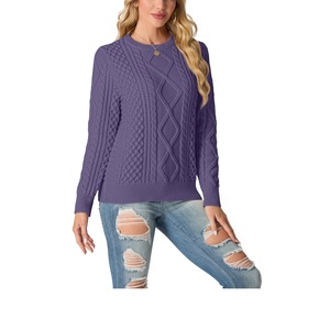 Suéter de punto de cuello redondo frío 2024 personalizado para mujer, Jersey de invierno barato para mujer, prendas de punto, jersey de Navidad frontal informal BD - Product Image 4