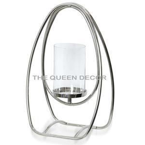 Art abstrait aluminium métal forme ronde finition dorée avec verre clair bougeoir décoratif dernière arrivée éclairage accent - Product Image 3