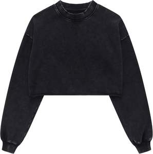 2025 Women's Cropped Sweatshirts Vintage 100% Cotton Pullover <b>Tops</b> Acid Wash Sweatshirt Hoodies for Women Workout Crop <b>Top</b> - Product Image 1