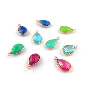 Colgante de bisel de Calcedonia verde 12x9mm pera Briolette oro rosa y chapado en rodio hecho a mano 925 plata esterlina encanto bisel conjunto - Product Image 5