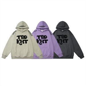 Sudadera con capucha bordada unisex Hip Hop Planet impreso Puff Fleece otoño tejido de talla grande sudaderas con capucha para mujer - Product Image 1