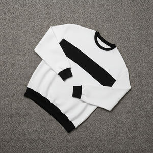 Sudadera Blanca de Cuello Redondo para Hombre con Raya Negra, Corte Regular, Tejido de Algodón, Venta al por Mayor, 100% Algodón, 450 g/m² - Product Image 3
