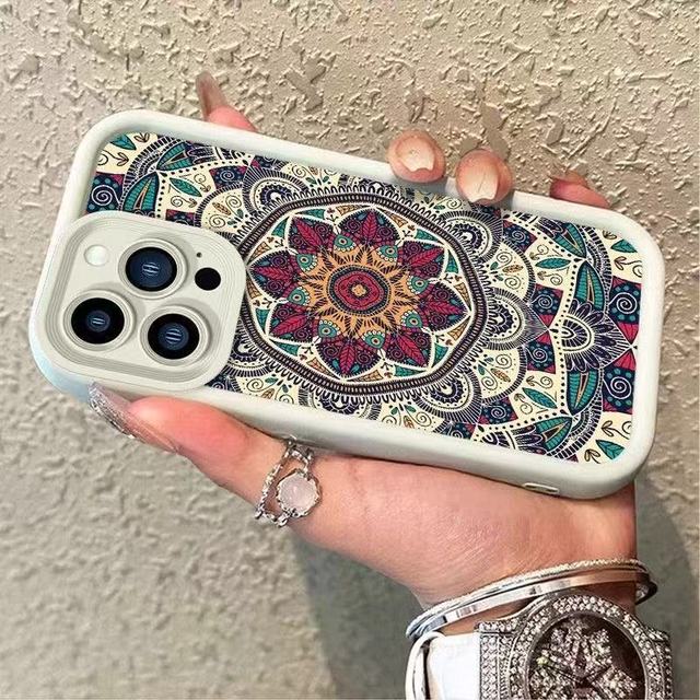 Bohemian Cartoon Custom 17/16/15/14 Pro Max Anti-Drop Shock-Absorbing Waterproof TPU 360 Full Body Card Holder Anti-Fingerprint