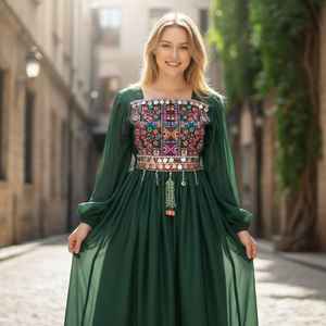 New Design Customized Fancy Printing Embroidery Frock and Shalwar Trouser 2pcs Pathani Suit Dress Afghani Dresses Set Breathable - Product Image 2