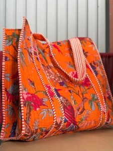 Vintage Lady Winter Fashion Velvet Quilted Cotton Tote <b>Bags</b> with Zipper Closure Lightweight <b>Canvas</b> Lining for <b>Shopping</b> & Travel - Product Image 3