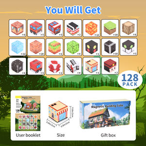 Ensemble de blocs de construction magnétiques pour enfants, jouet sensoriel pour tout-petits, en plastique, thème prairie et forêt, pour l'apprentissage STEM, construction et empilage - Product Image 2