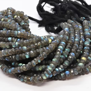 High Quality <b>Labradorite</b> Faceted Rondelle Beads 6-7mm Wholesale <b>Labradorite</b> Gemstone Bead Strands for Jewelry Making - Product Image 5