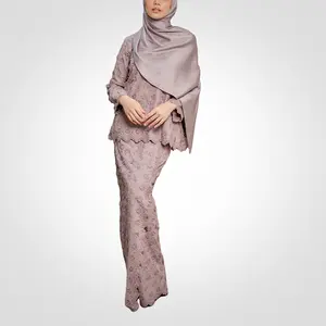 SIPO Novo Estilo elegante moderno Baju Kurung de algodão com bordado 3D vestido muçulmano saia lápis Baju Kurung