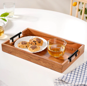 ถาดเสิร์ฟช็อคโกแลตทรงสี่เหลี่ยมดีไซน์ใบไม้โลหะเคลือบเงาสีทองถาดเสิร์ฟไม้แบบกำหนดเอง - Product Image 5