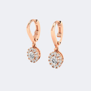 Pendientes colgantes lineales con halo de diamantes redondos de 0.20 CTW, engastados con pavé, en oro macizo, joyería fina para mujer - Product Image 6