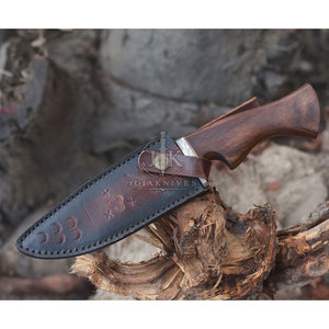 Couteaux de chasse personnalisés avec logo OEM, couleur unie, manche en bois, lame en acier inoxydable à pointe tombante, garantie de 3 ans - qualité industrielle - Product Image 3