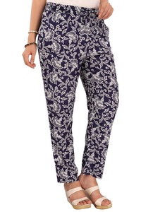 กางเกงขายาวลำลองผ้าเรยอนพิมพ์ลายดอกไม้สำหรับผู้หญิง ไซส์ใหญ่ XL เอวยางยืดด้านหน้า ระบายอากาศได้ดี เป็นมิตรกับสิ่งแวดล้อม เหมาะสำหรับฤดูร้อน - Product Image 5