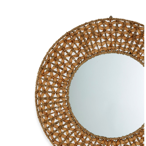 Vietrustic nouvelle mise à jour miroir suspendu décoratif bambou rotin miroir couloir décor - Product Image 2