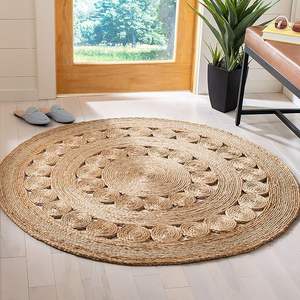 Tapis en jute réversible de style bohème moderne, tissé à la main, tapis tressé beige écologique pour la porte de la maison, le salon et l'extérieur. - Product Image 2