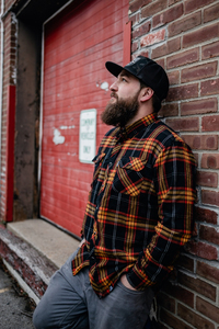 Camisa de franela de algodón 100% para hombre con logotipo personalizado, botones Retro negros y rojos, manga larga, corte Regular, informal, transpirable, Primavera - Product Image 6