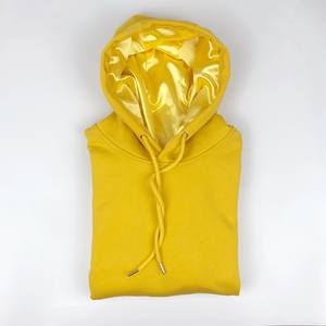 <b>Yellow</b> Plain Dyed Satin Lined Hooded <b>Hoodies</b> 100Perecnet Cotton Long Sleeved Breathable Sports Causal Hooded Sweatshirts - Product Image 1