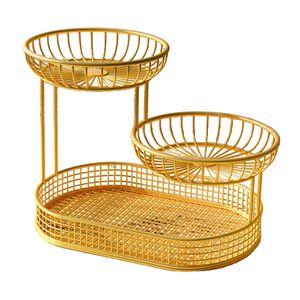Cesta de Frutero de alambre de acero inoxidable de diseño de lujo para decoración rústica para almacenamiento en el hogar cestas decorativas para servir - Product Image 2