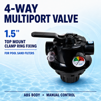 Katup Multiport 4 Arah 1,5 Inci Abs Tipe Cincin Penjepit untuk Filter Pasir Kolam Renang Kompak