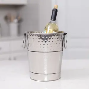 Seau à glace en acier inoxydable, fait main, de luxe, pour bar, seau à glace moderne, décor élégant, avec poignée, ZAHID EXPORTS - Product Image 1