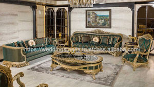 Juego de Sofás de Diseño Europeo y Clásico para Sala de Estar, Madera de Teca Tallada a Mano, Acabado Dorado, Entrega Rápida en EE. UU. - Product Image 6