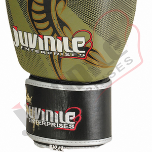 Guantes profesionales de boxeo y Kickboxing con diseño de dragón de cuero de vaca genuino de alta calidad para soporte de muñeca con velcro - Product Image 4