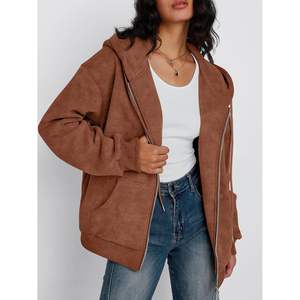 Vente en gros à bas prix, sweat à capuche zippé décontracté pour femmes, doublé, de haute qualité, logo personnalisé, 100% coton, prix raisonnable - Product Image 1