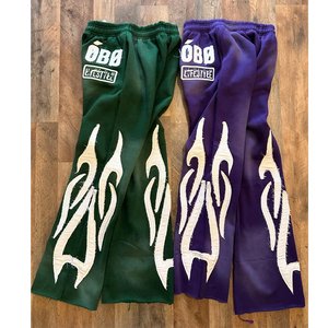 Chándales de invierno con apliques personalizados, Jersey lavado con bordado, corte recortado, coser con capucha, pantalones de chándal apilados, conjunto de Sudadera con capucha - Product Image 3